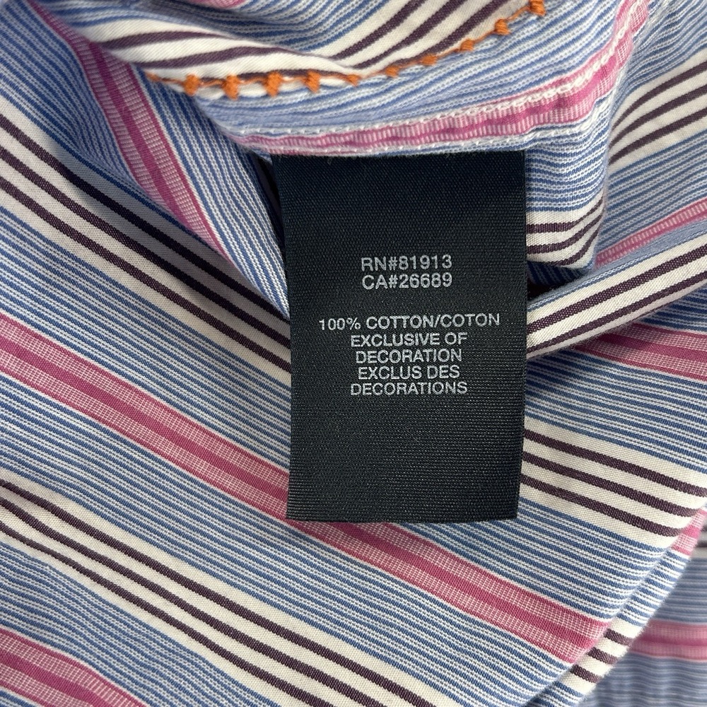 Robert Graham Jeans Button Up Shirt Mens Large Striped Embroidered Diamonds - Picture 12 of 16